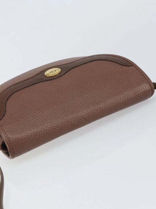 Christian Dior Shoulder Bag Leather Brown Gold Auth - Picture 6 of 15